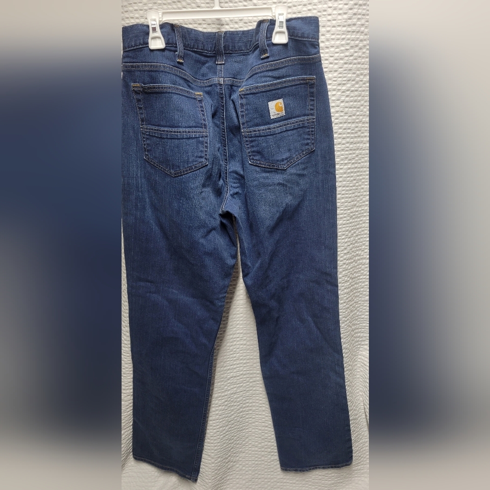 Carhartt Men's Relaxed Fit Dark Blue Jeans - Picture 6 of 8